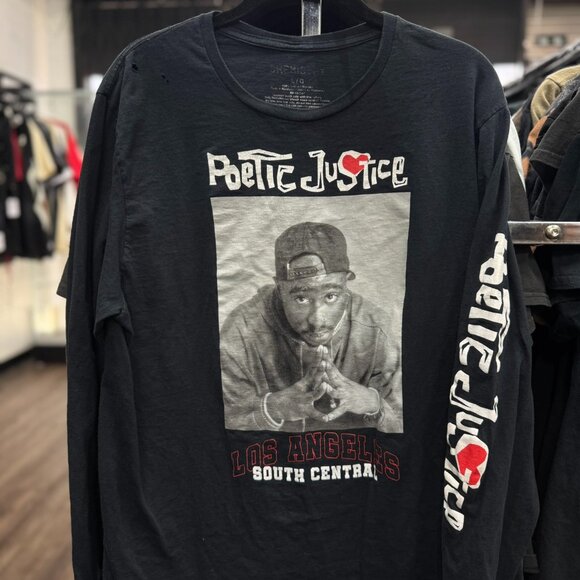 Vintage Tupac Poetic Justice Long Sleeve T-Shirt Men’s Large | Black Y2K Rap Gra - Picture 1 of 3